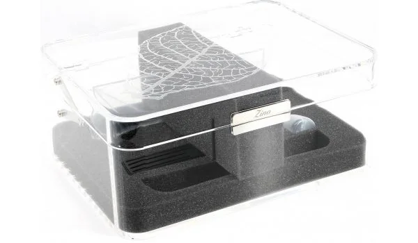 Zino Humidor Acrílico Folha de Tabaco Transparente