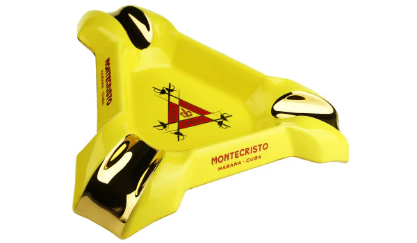 Cinzeiro para charutos Montecristo amarelo-ouro 3 charutos