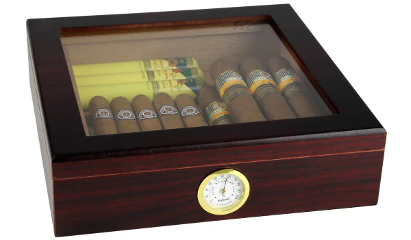 Humidor BigSmoke castanho com tampa de vidro