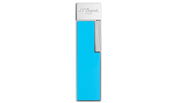 Isqueiro S.T. Dupont Twiggy Lighter Azul Claro Lacado Cromado 030007